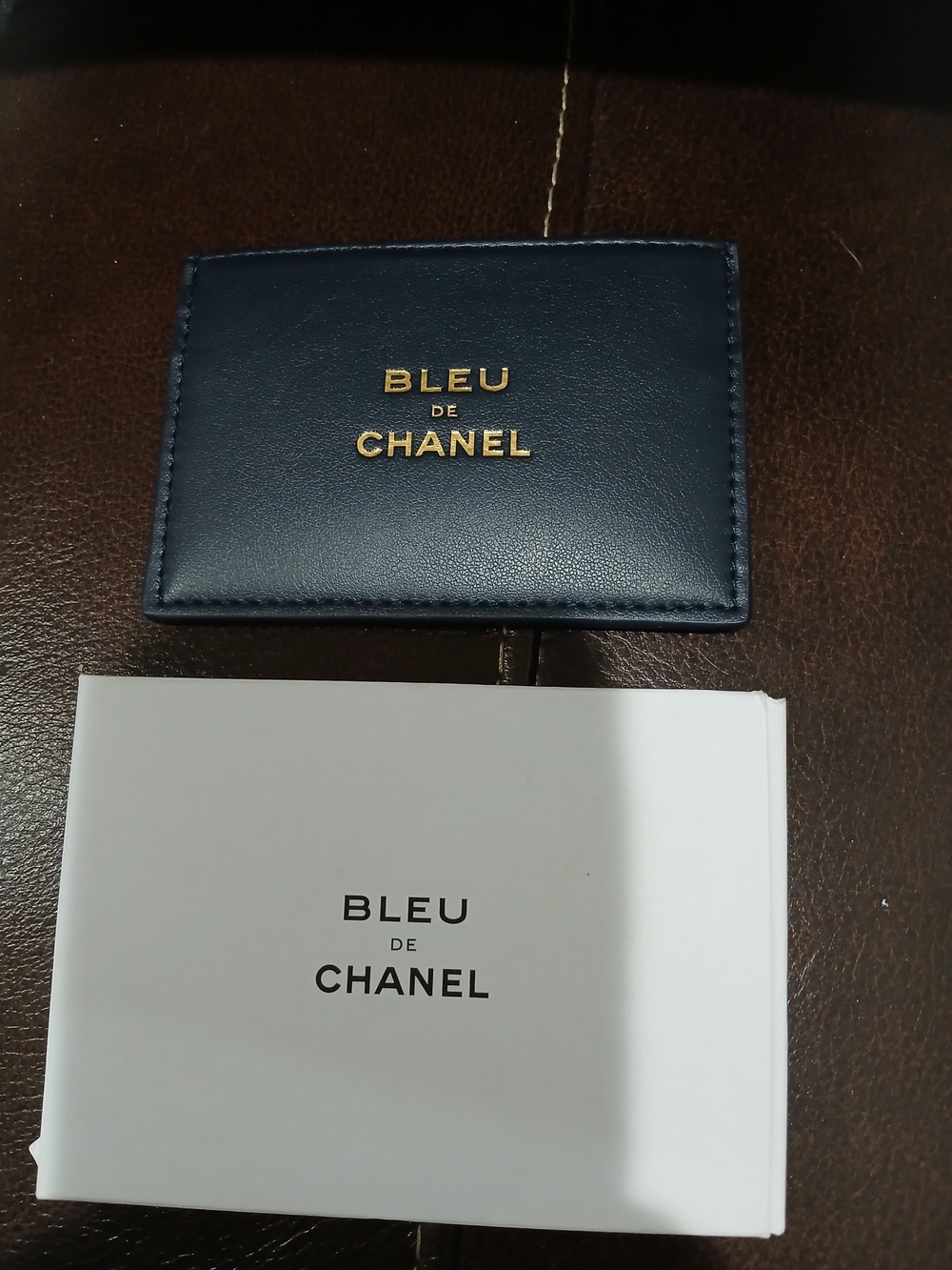 CHANEL Bleu de Chanel Navy Card & Key Holder with Gold Logo